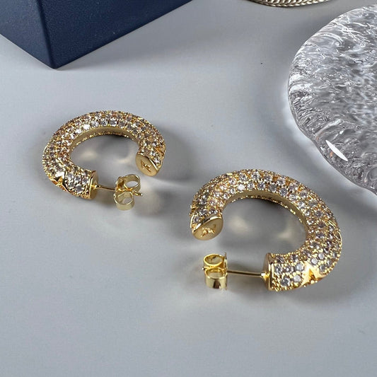 18K Louis Circle Diamonds Earrings