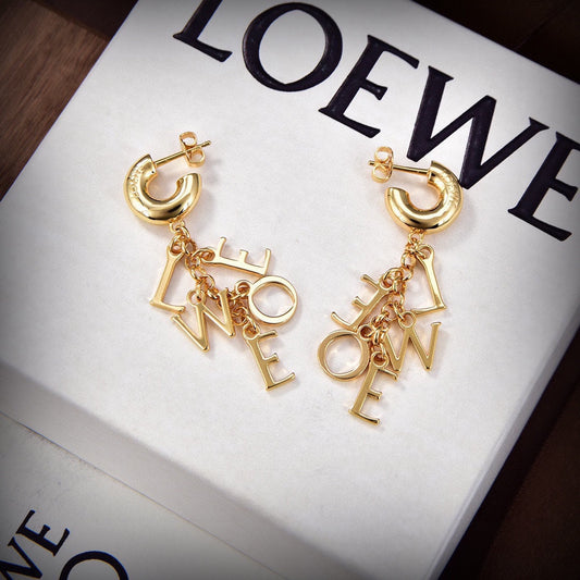18K LOE Anagram Script Earrings