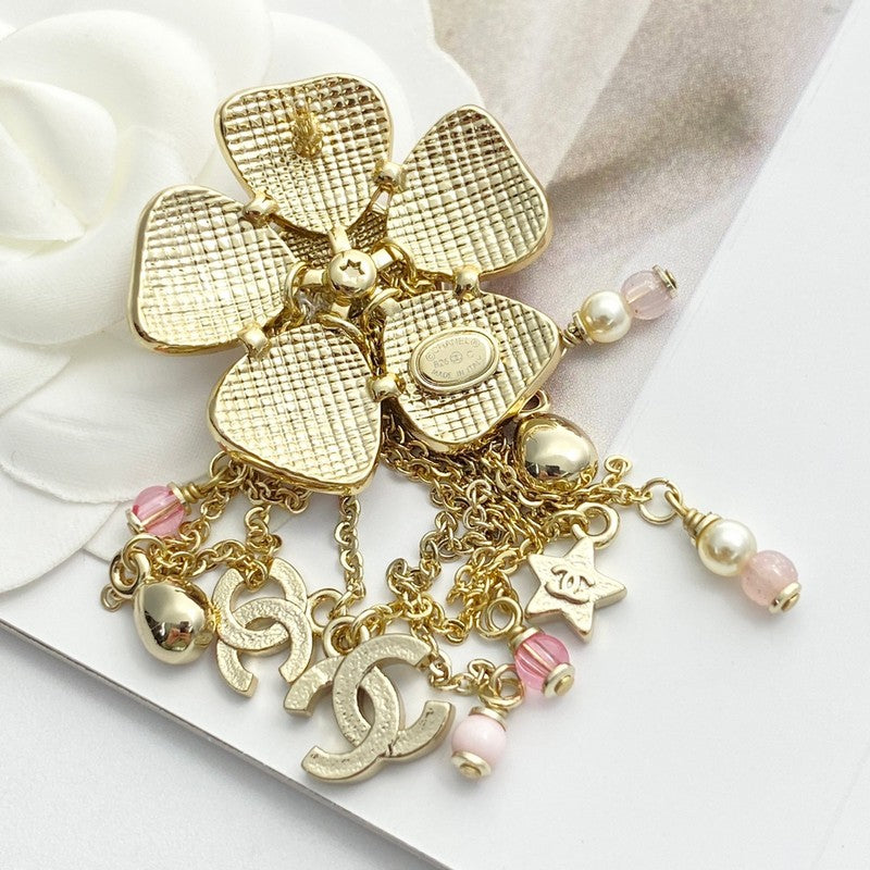 18K CC Camellia Tassel Brooch