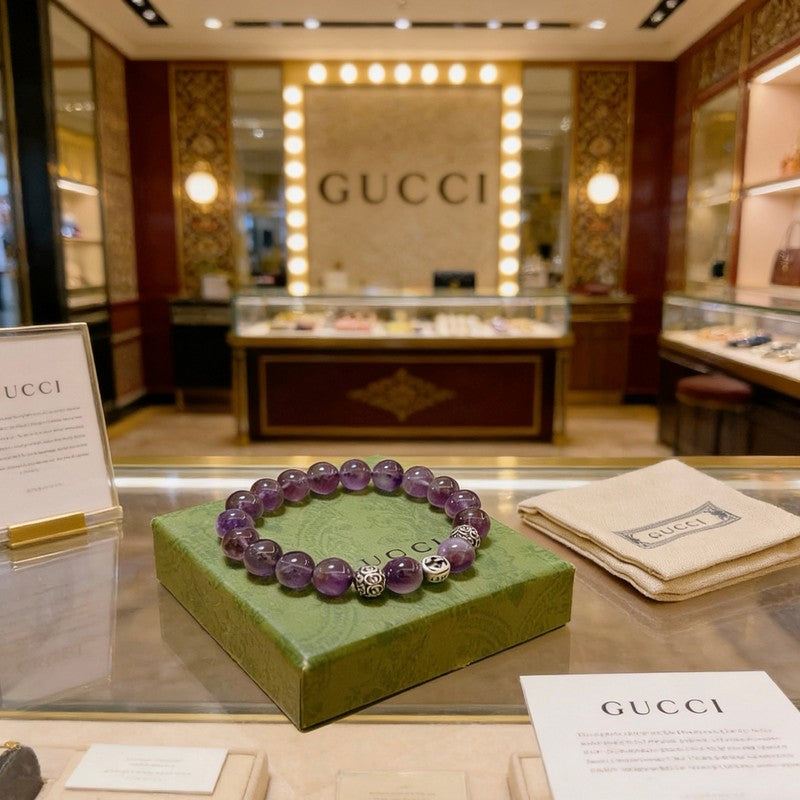 18K GG Anger Forest Purple Bead Chain Bracelet