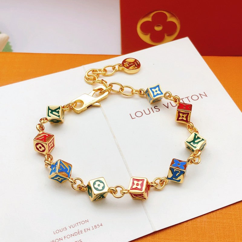 18K Louis Color Dice Gold Bracelet