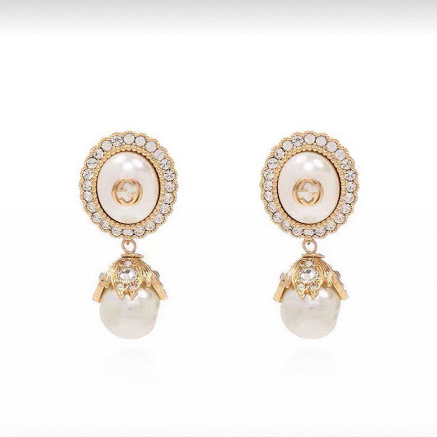 18K Double G Pearl Earrings