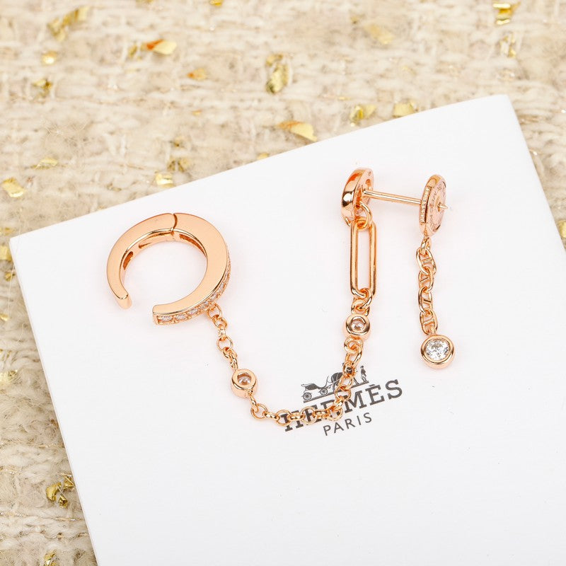 18K Chaine D'Ancre Rose Gold Diamond Earrings