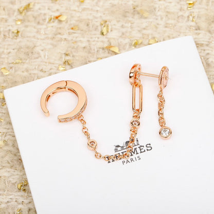 18K Chaine D'Ancre Rose Gold Diamond Earrings
