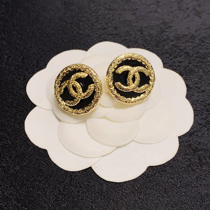 18K CC Black & Red Earrings