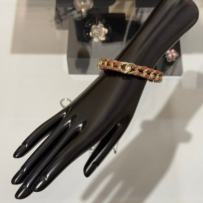 18K CC 26C Brown Open Cuff Bracelet