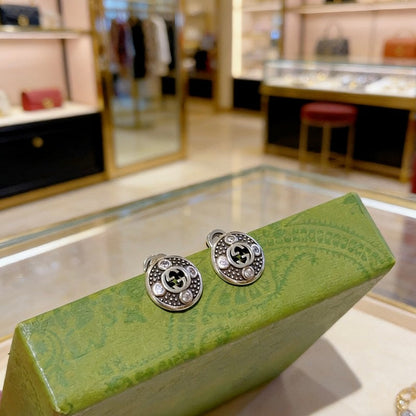 18K GG Gold Diamond Earrings