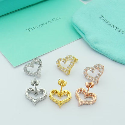 18K T Heart Diamonds Rose Gold Earrings