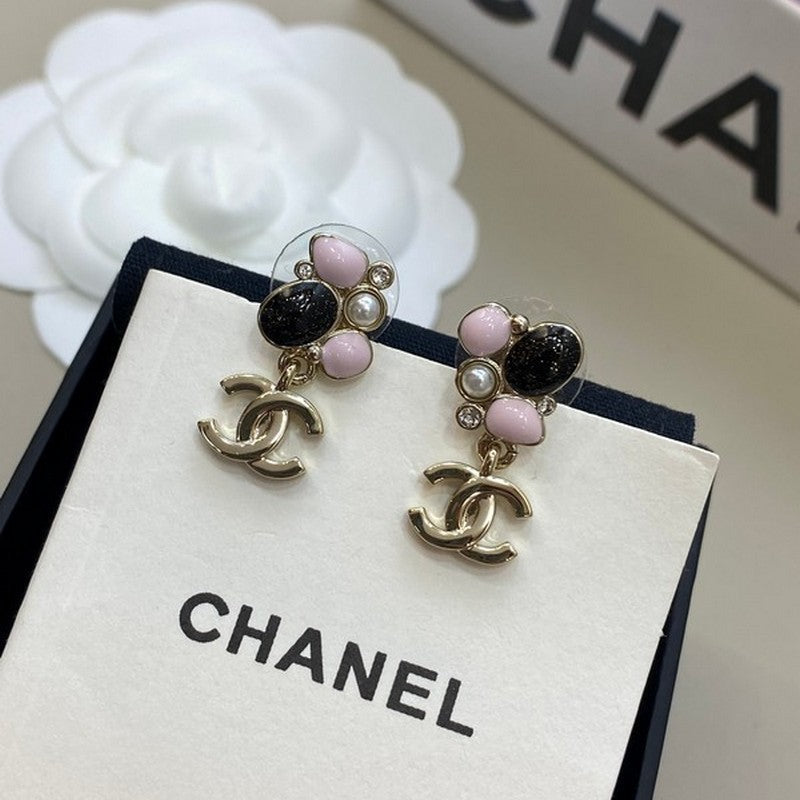 18K CC 25K Black & Pink Gold Earrings