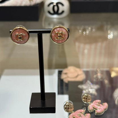 18K CC 25B Pink Gold Earrings