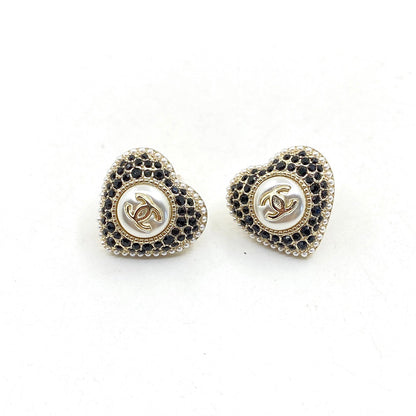 18K CC Heart Crystals Earrings