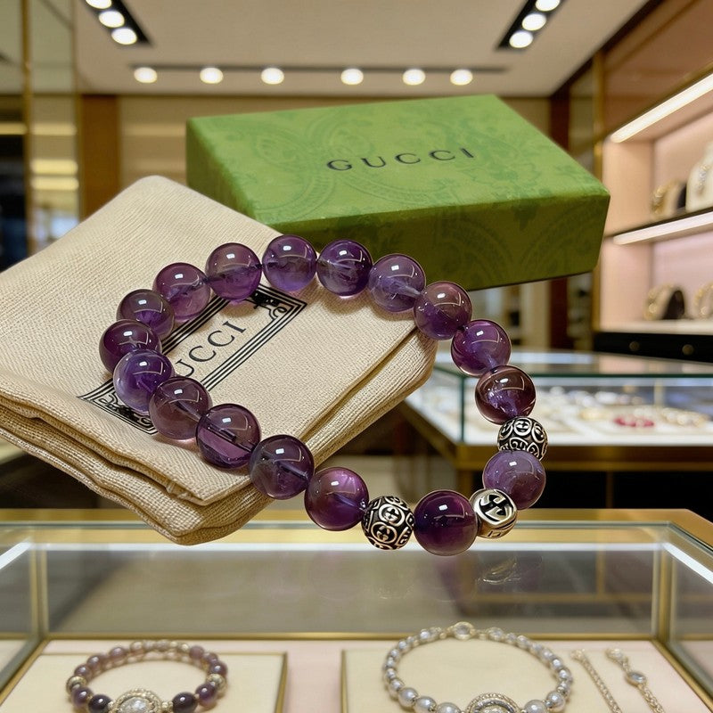 18K GG Anger Forest Purple Bead Chain Bracelet