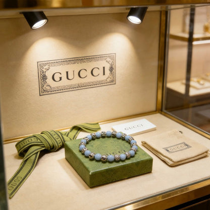 18K GG Anger Forest Light Blue Bead Chain Bracelet