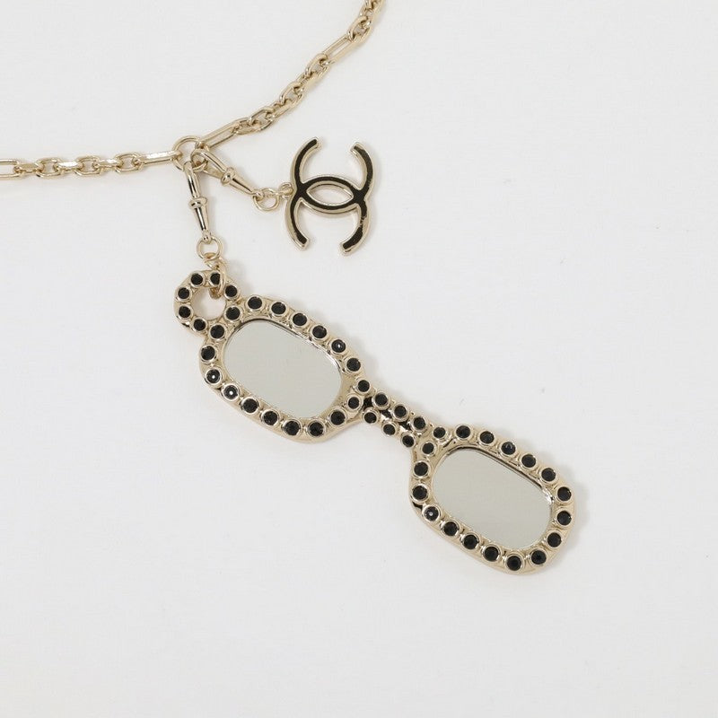 18K CC Black Crystal Gold Necklace