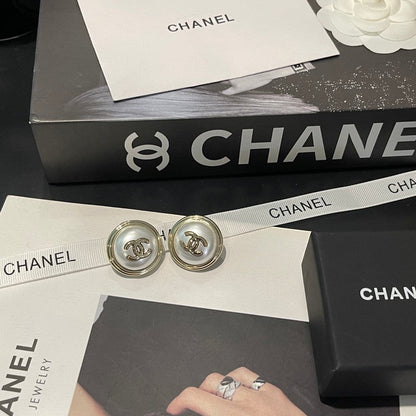 18K CC Round Gold Earrings