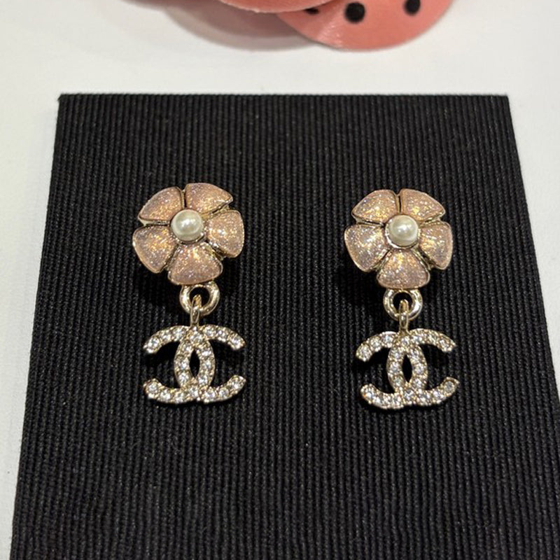 18K CC 26C Pink Camellia Earrings