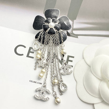 18K CC Camellia Tassel Brooch