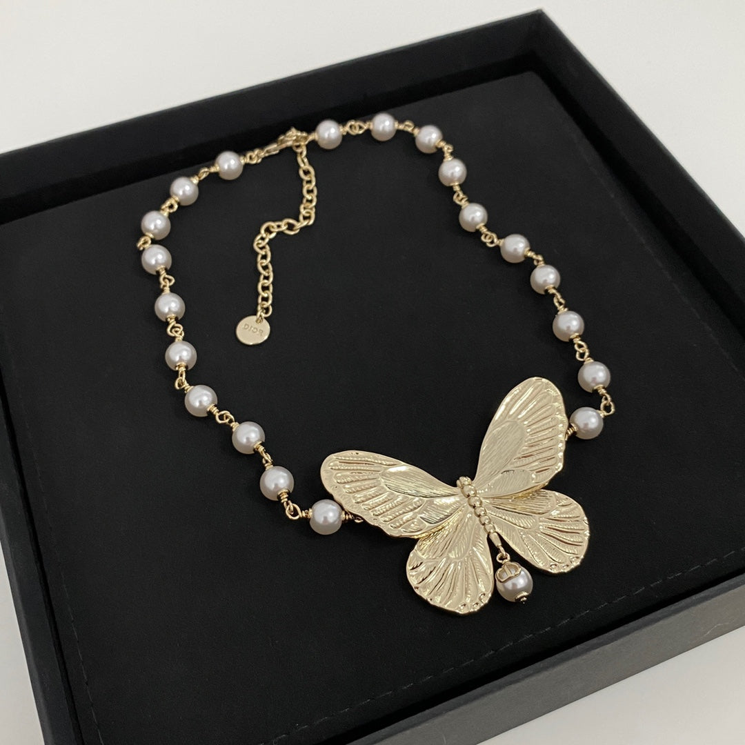 18K CD Butterfly Pearls Bracelet