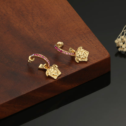 18K Ver Pink Crystals Earrings