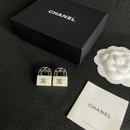 18K CC Color Bag Gold Earrings