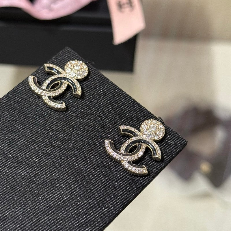 18K CC Black Diamond Earrings