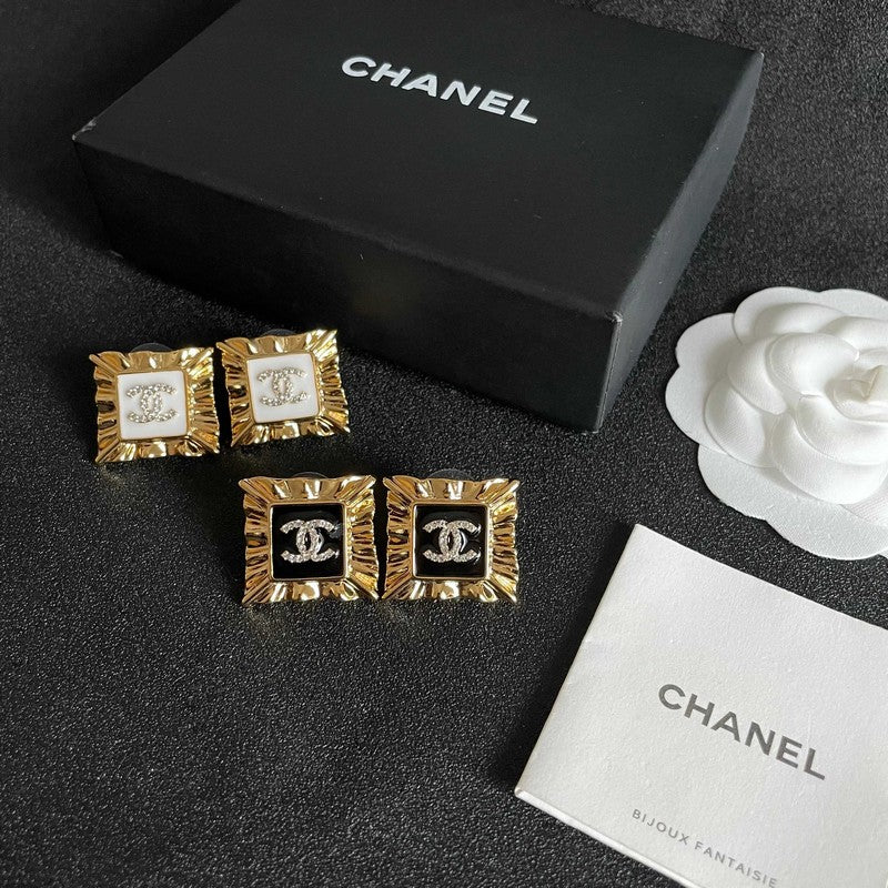 18K CC Black Gold Earrings