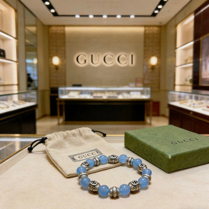 18K GG Anger Forest Blue Bead Chain Bracelet