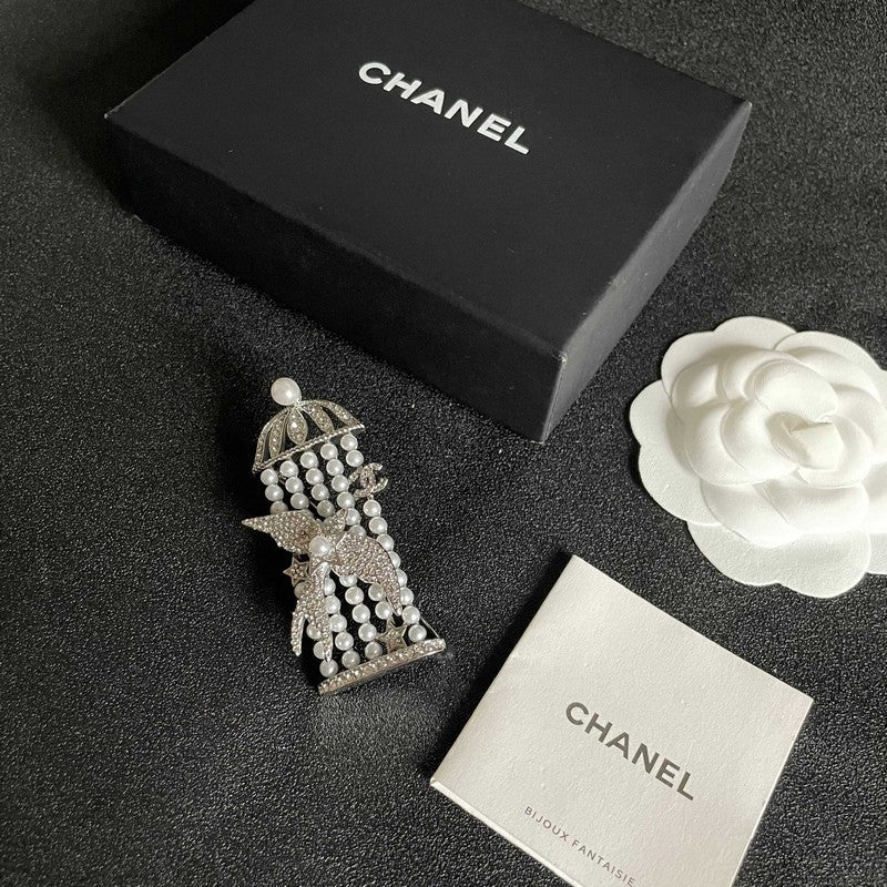 18K CC Birdcage Diamond Brooch