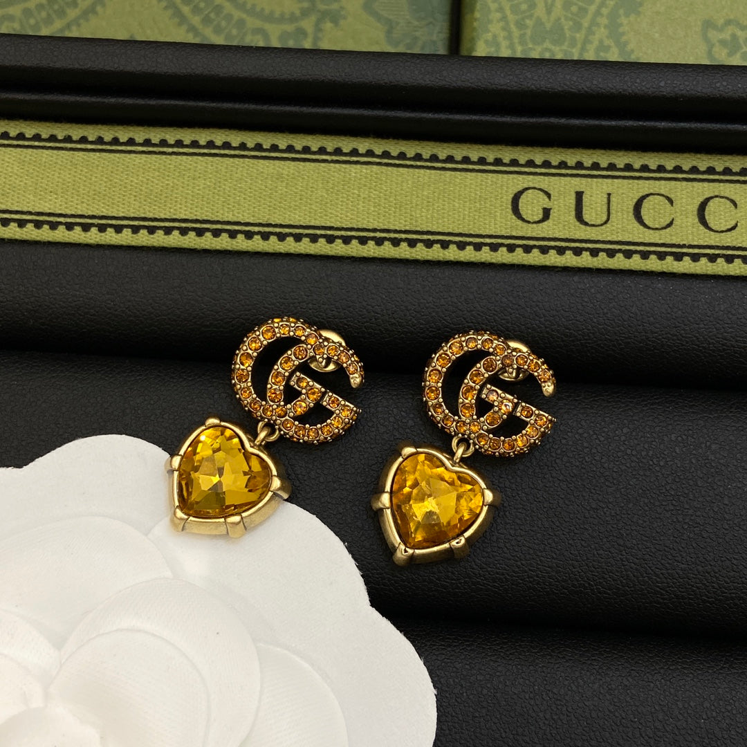 18K GG Yellow Crystal Earrings