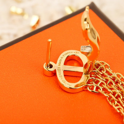 18K Farandole Diamond H Tassel Earrings