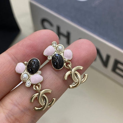 18K CC 25K Black & Pink Gold Earrings