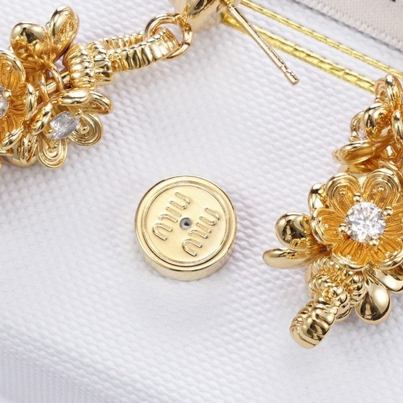 18K Miu Gold Flower Earrings