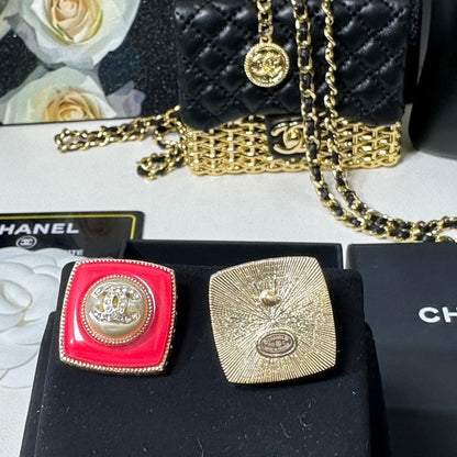 18K CC Red Gold Diamond Earrings