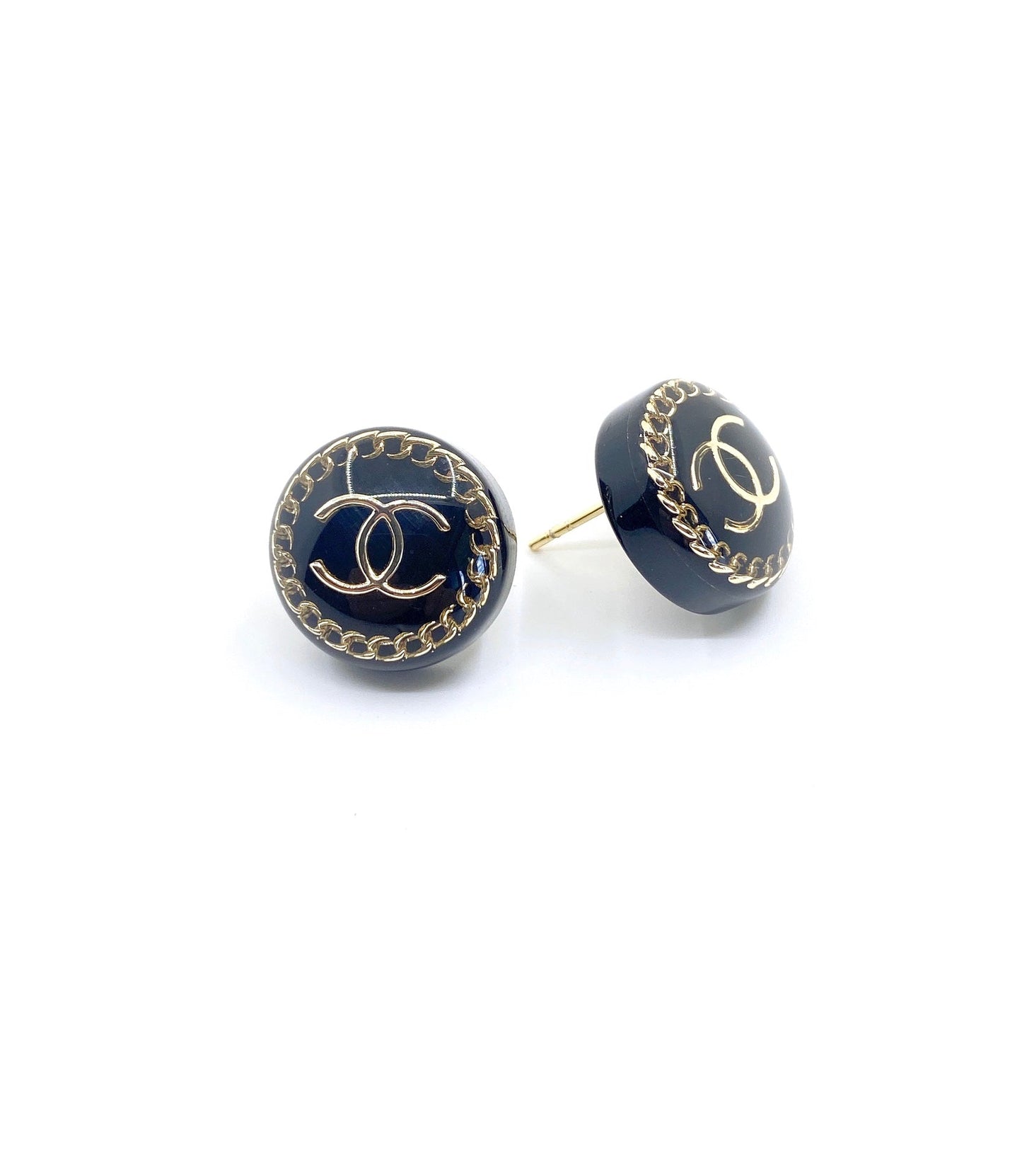 18K CC Circle Resin Earrings