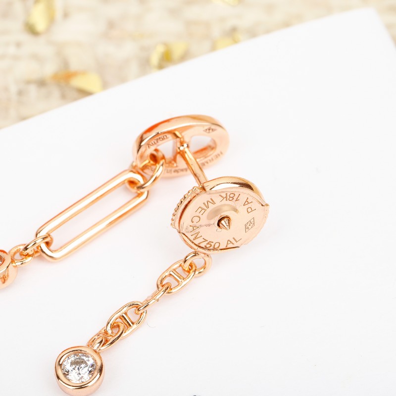 18K Chaine D'Ancre Rose Gold Diamond Earrings