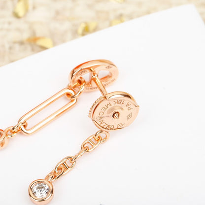 18K Chaine D'Ancre Rose Gold Diamond Earrings