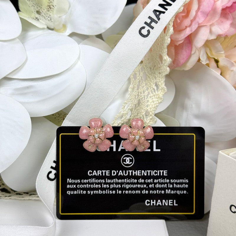 18K CC 26C Pink Camellia Earrings