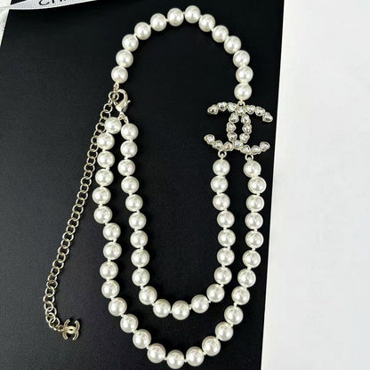 18K CC 25B Long Pearls Necklace