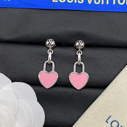 18K Louis Pink Heart Gold Earrings