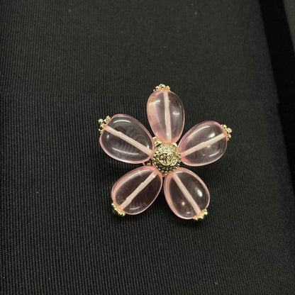18K CC Pink Resin Flower Brooch