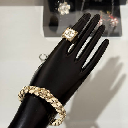 18K CC 26C White Open Cuff Bracelet