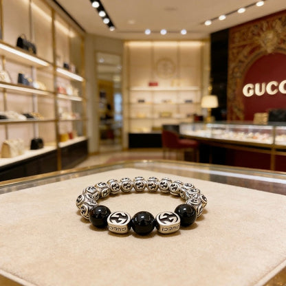 18K GG Anger Forest Black Bead Chain Bracelet