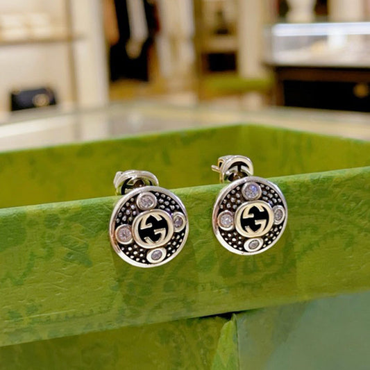18K GG Gold Diamond Earrings