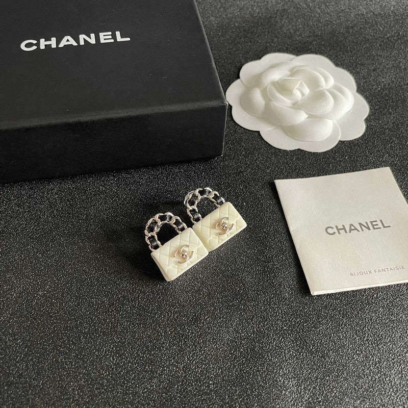 18K CC Color Bag Gold Earrings