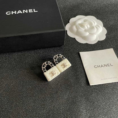 18K CC Color Bag Gold Earrings