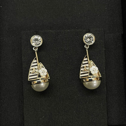 18K CC Sailboat Diamond Earrings