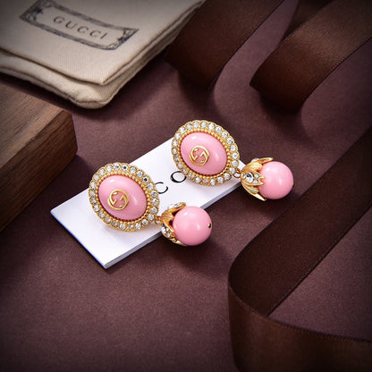 18K Double G Pink Pearls Earrings