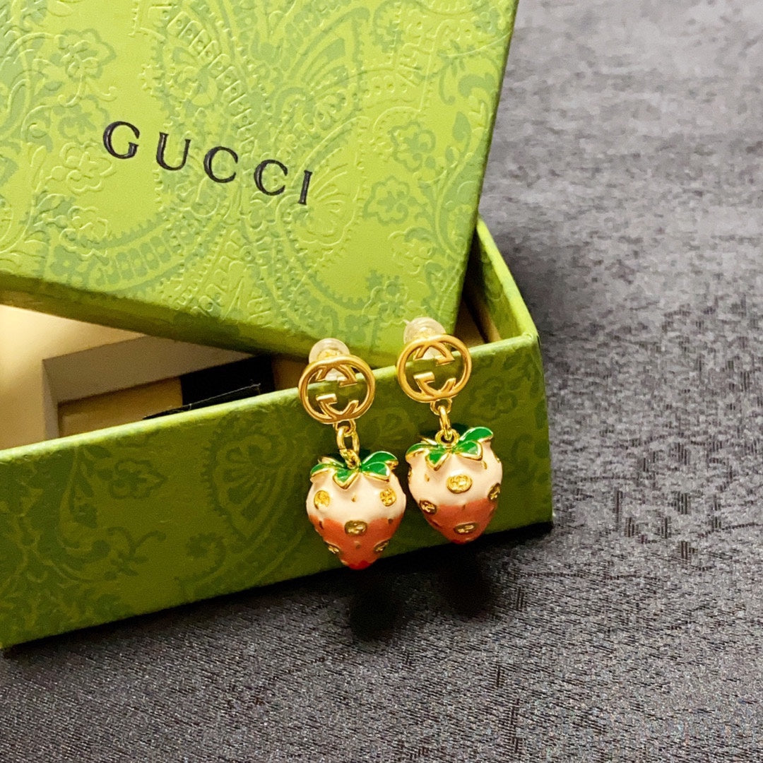 18K Double G Strawberry Earrings