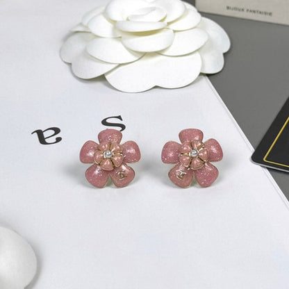18K CC 26C Pink Camellia Earrings
