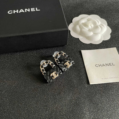 18K CC Color Bag Gold Earrings